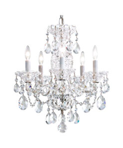 Schonbek Sterling 5 Light 16 inch Polished Silver Chandelier Ceiling Light in Heritage
