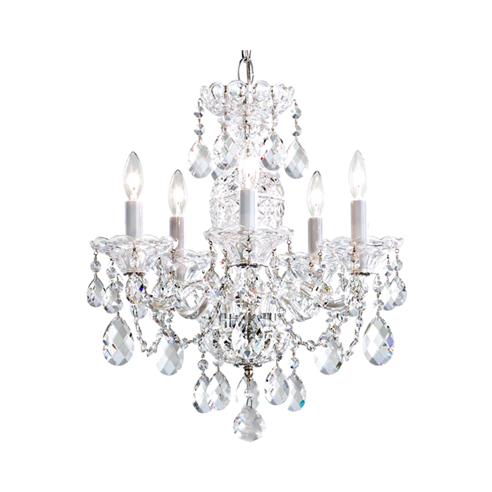 Schonbek Sterling 5 Light 16 inch Polished Silver Chandelier Ceiling Light in Heritage